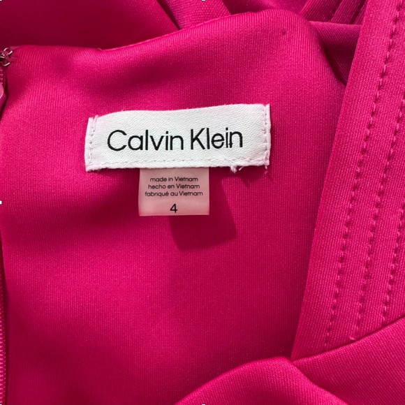 Calvin Klein Hot Pink Capped Sleeve Scuba Sheath Dress Size 4 - Picture 9 of 12